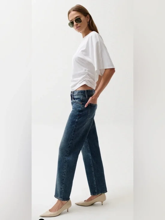 Pistola Lexi Mid Rise Bowed Straight Leg Jeans  Petite 27P - Picture 3 of 12